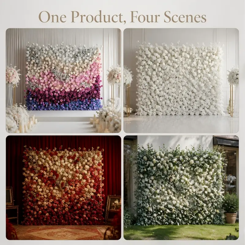 Foldable Flower Wall Backdrop with Stand – Portable Pink Purple Gradient