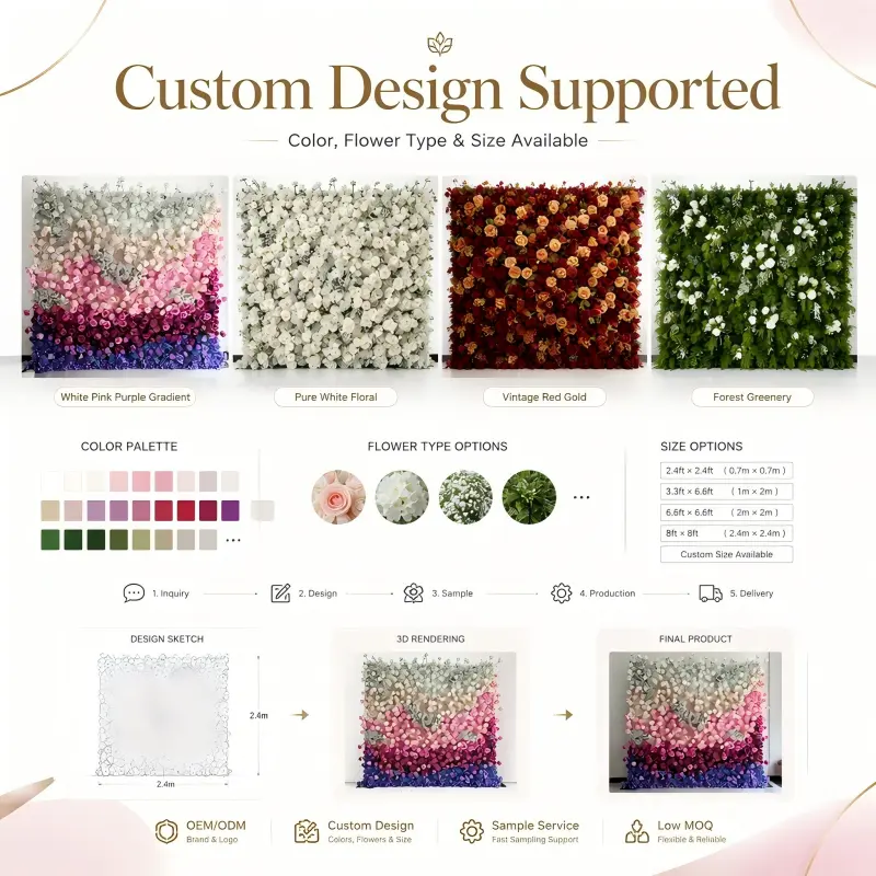 Foldable Flower Wall Backdrop with Stand – Portable Pink Purple Gradient