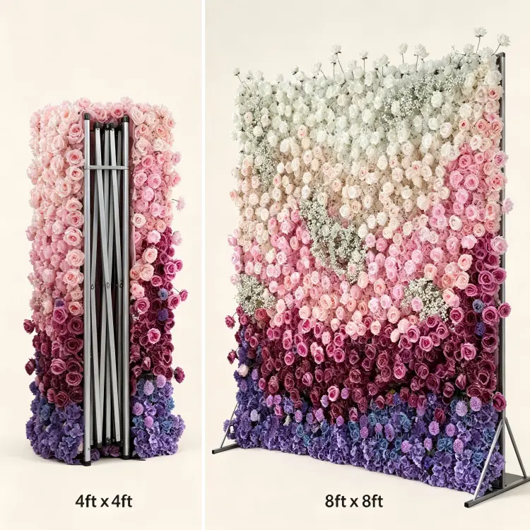 foldable flower wall folding mechanism portable design metal stand