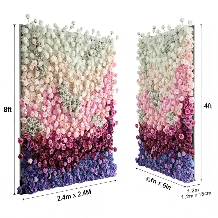 8x8ft foldable flower wall dimensions folded size comparison chart