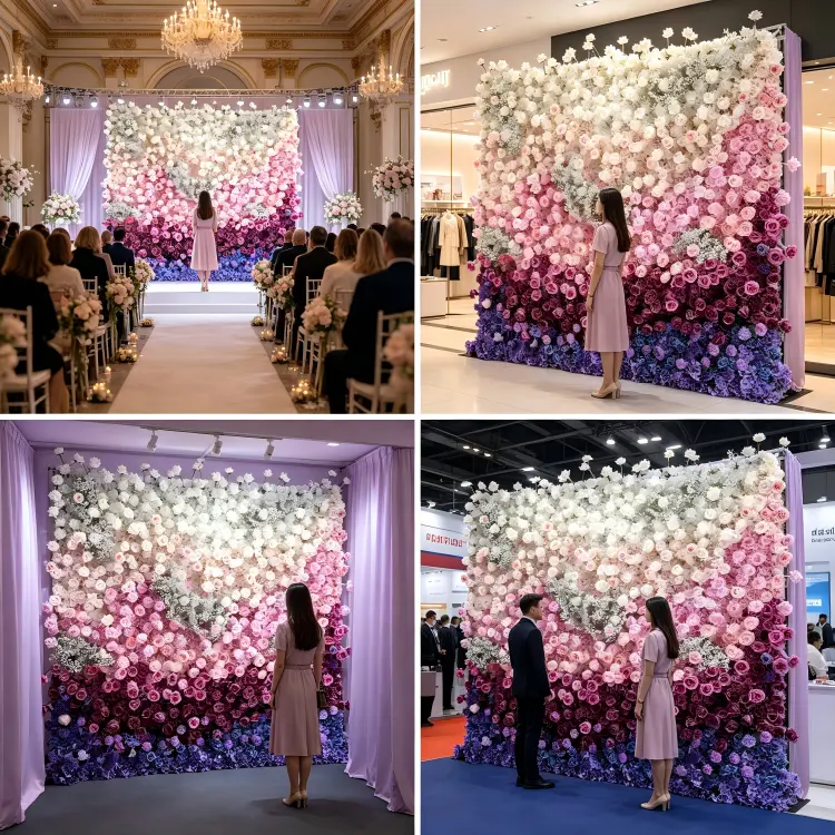 portable flower wall four applications wedding pop-up shop photo booth trade show