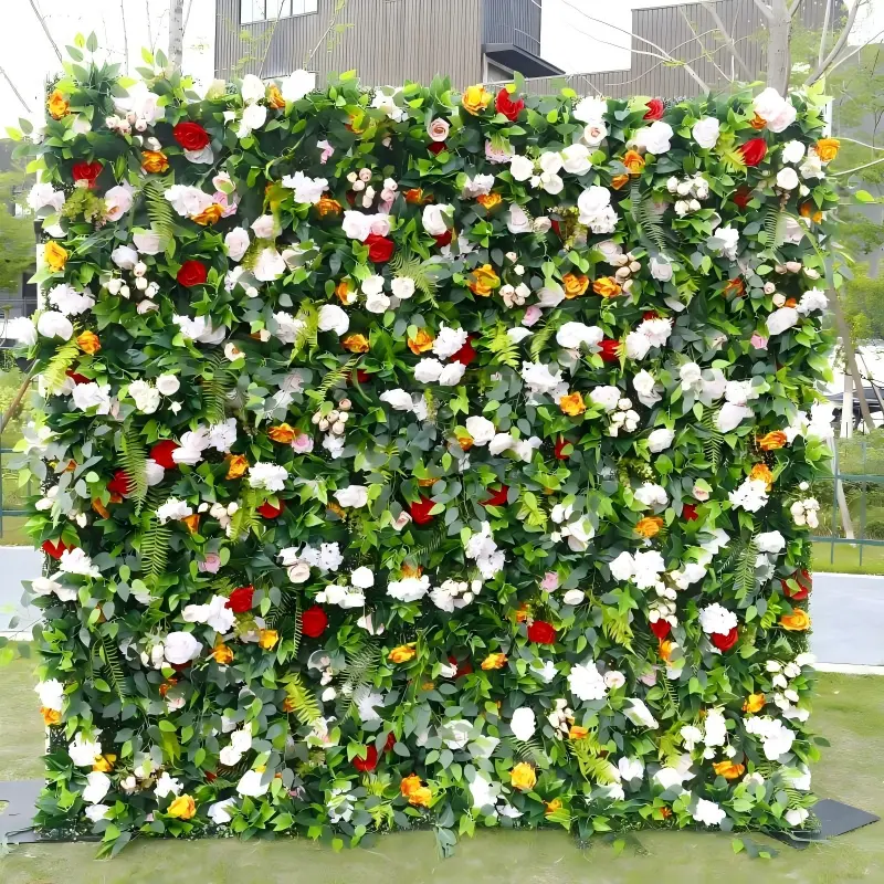 5D Flower Wall Backdrop – 3D Artificial Greenery Floral Wall