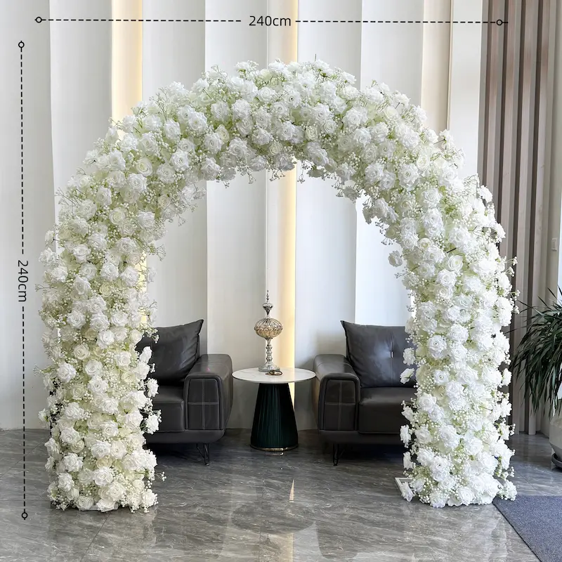 White Wedding Arch – Luxury Dense Full-Coverage Flower Arch for Wedding Ceremony