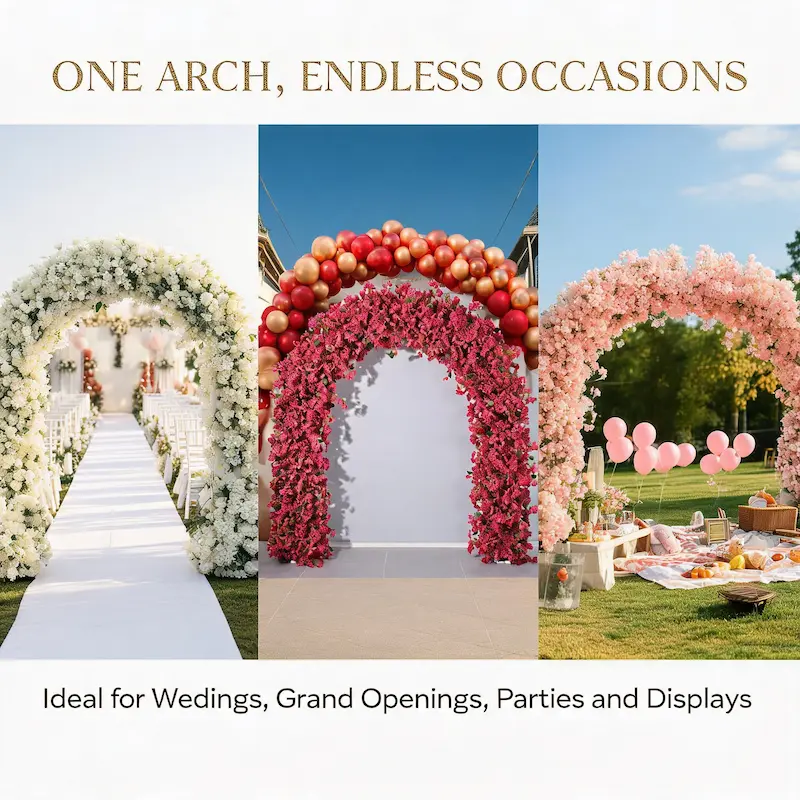 Burgundy Bougainvillea Flower Arch – Dense Floral Arch with Green Leaves for Wedding Ceremony