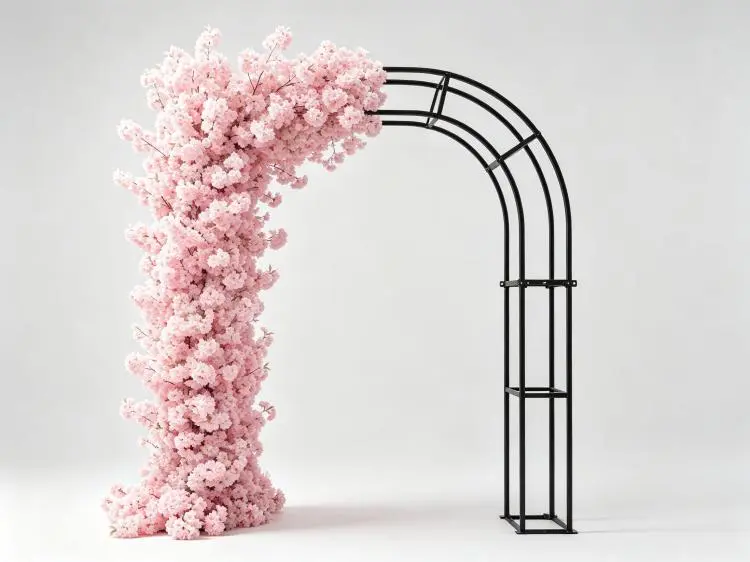 Pink Cherry Blossom Arch Metal Frame Structure Quick Connect Assembly Disassembled