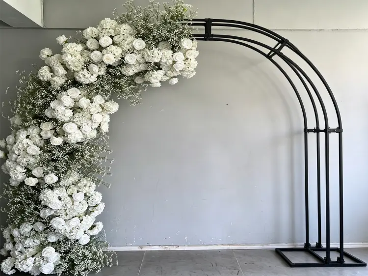 White Floral Arch Metal Frame Structure Quick Connect Assembly Disassembled