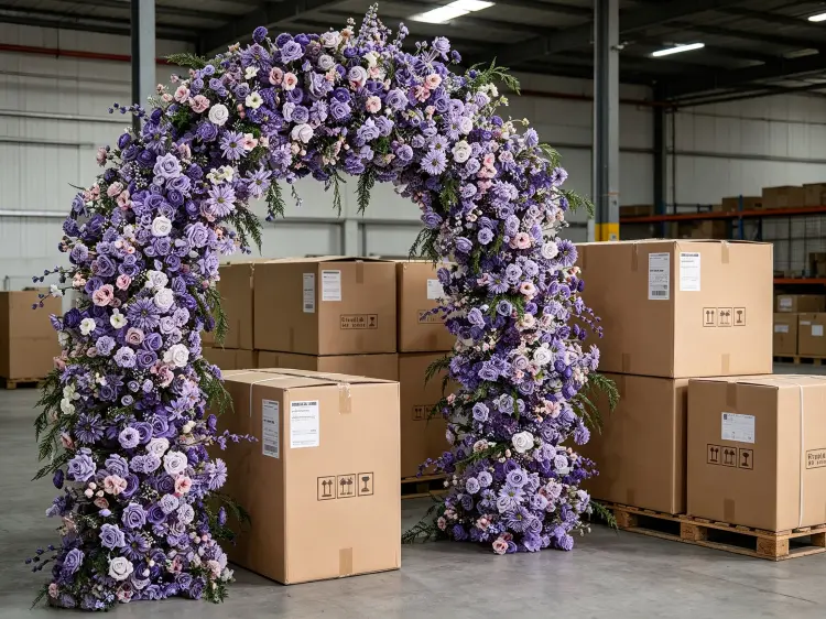 Purple Flower Arch Flat Packaging Carton and Bulk Shipping Pallet
