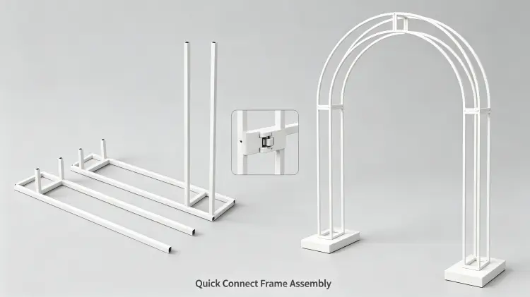 Flower Arch Metal Frame Quick Connect Assembly and Flat Disassembly