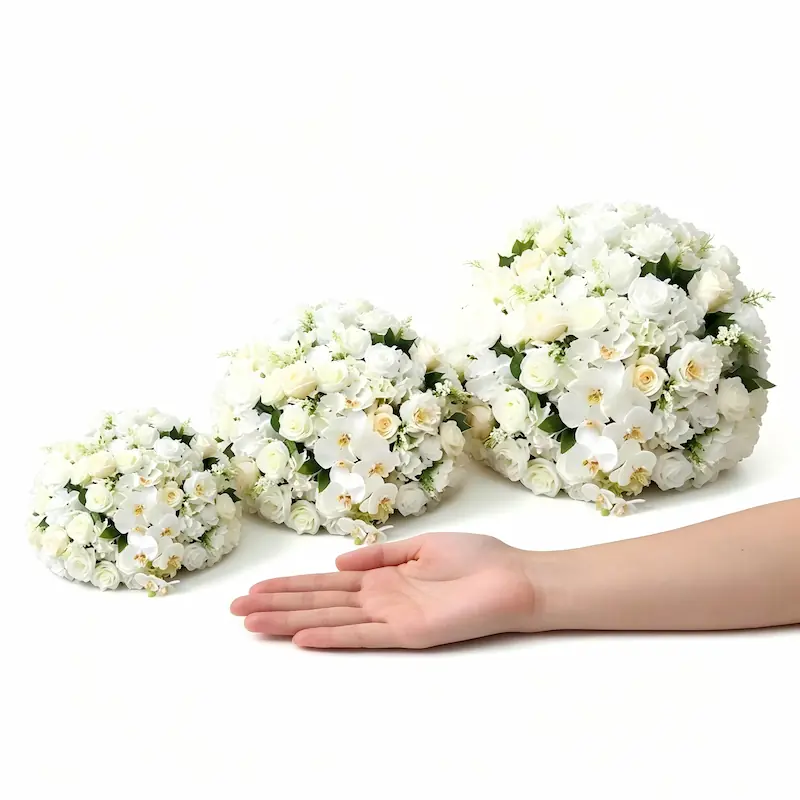 Flower Ball – Artificial Flower Ball Centerpiece for Wedding（Lush Silk Flower Ball for Tables, Hanging & Displays）