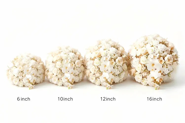 flower ball size comparison 6inch 10inch 12inch 16inch