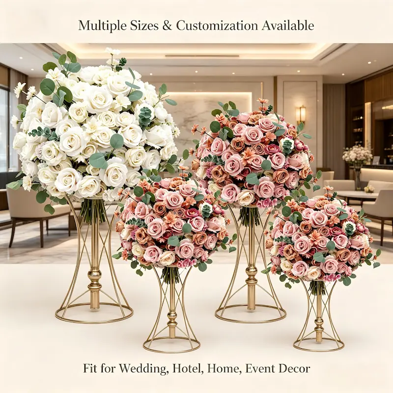 Wedding Flower Arrangements – Artificial Silk Flower Ball（Premium Silk Floral Decor for Wedding Ceremony & Reception）
