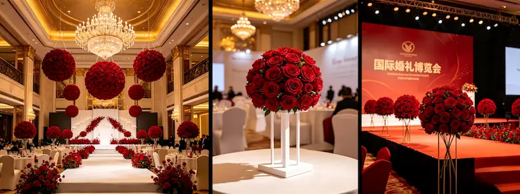 international wedding cases using XIBO silk flower balls
