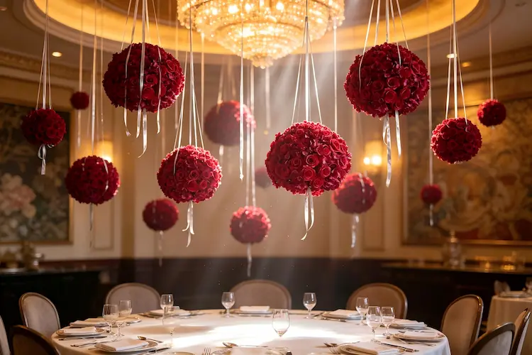 hanging silk flower ball wedding ceiling decor