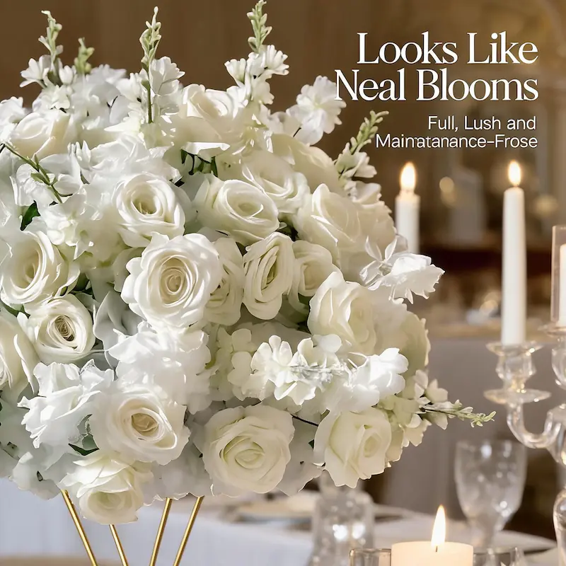White Flower Ball – Artificial White Rose Flower Ball（Pure White Rose Ball for Weddings, Events & Displays）