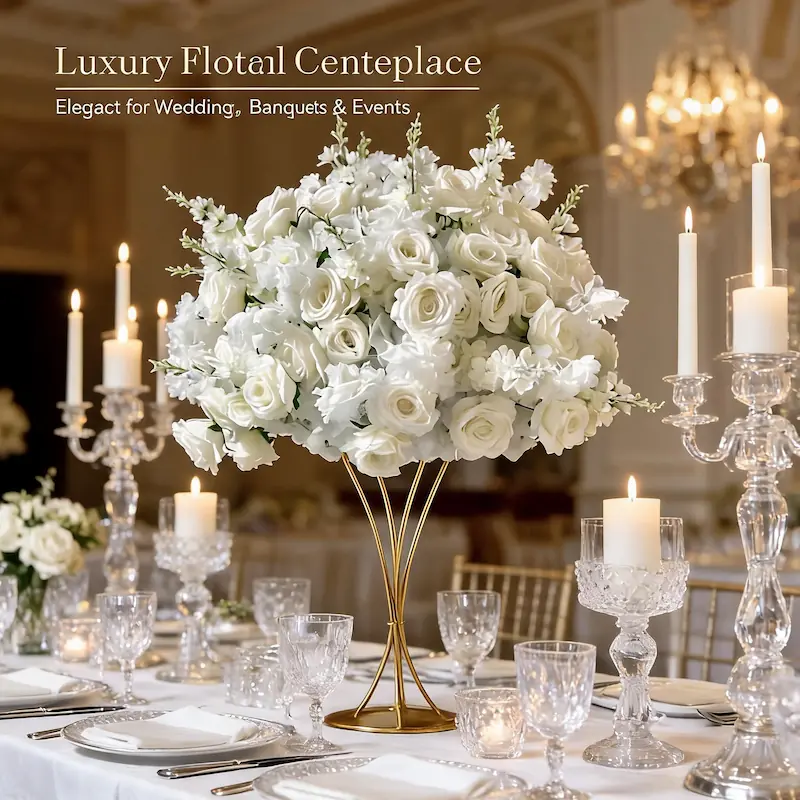 White Flower Ball – Artificial White Rose Flower Ball（Pure White Rose Ball for Weddings, Events & Displays）