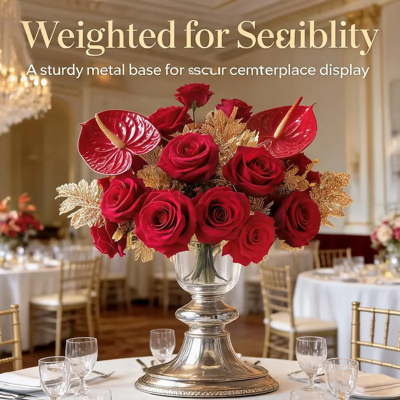 Red Flower Ball – Artificial Red Rose Flower Ball Centerpiece（Lush Red Rose Ball for Romantic Weddings & Events）