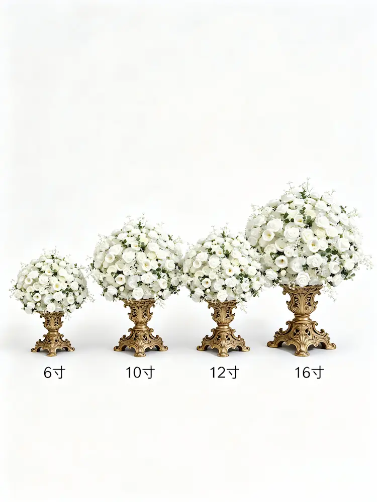 flower ball centerpiece size comparison 6 10 12 16 inch