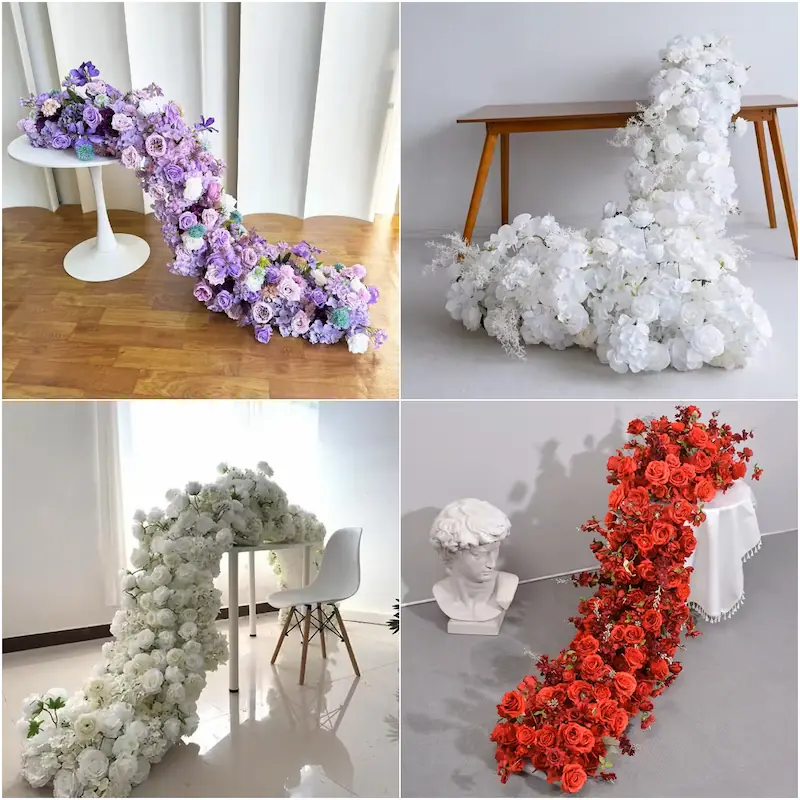 Red Flower Runner – Artificial Red Rose Aisle Runner for Weddings & Events