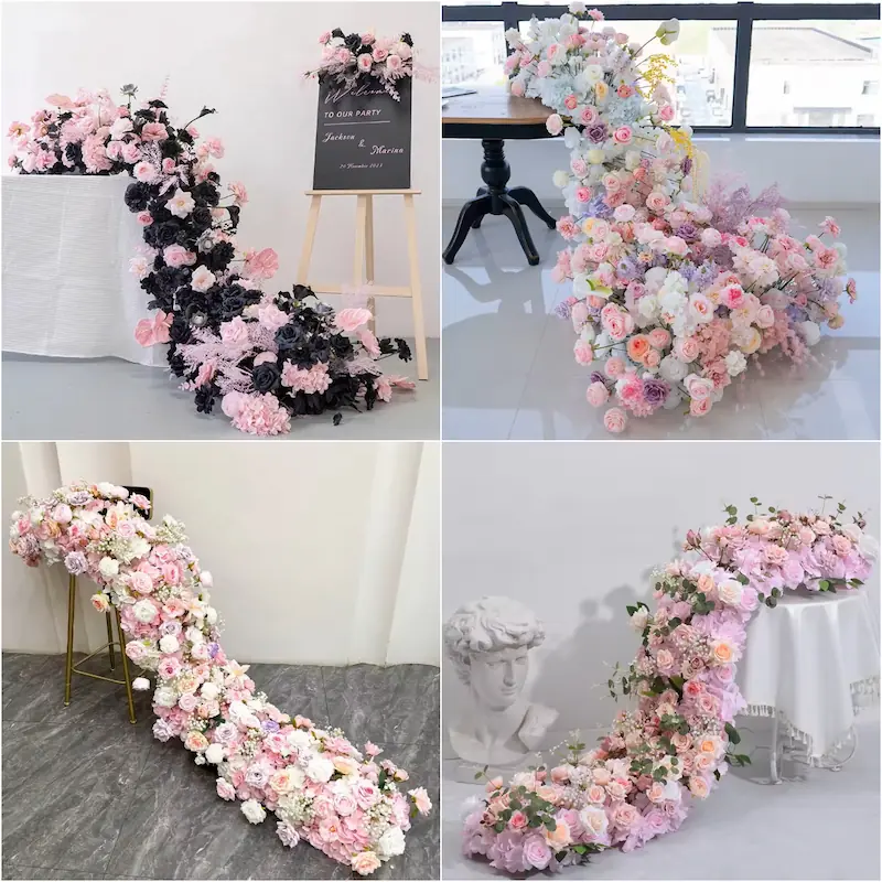 Red Flower Runner – Artificial Red Rose Aisle Runner for Weddings & Events