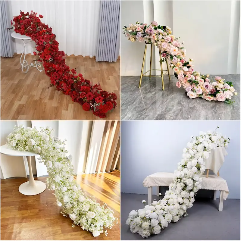 Red Flower Runner – Artificial Red Rose Aisle Runner for Weddings & Events