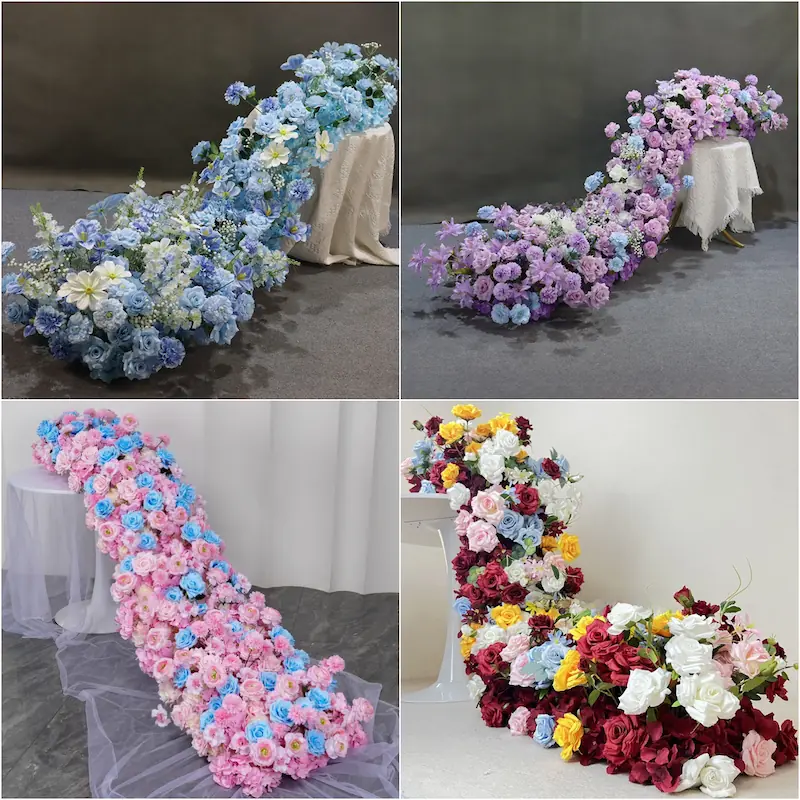Artificial Flower Runner – Wedding Aisle Flower Runner Decor（Lush Floral Aisle Decor for Wedding Ceremonies & Receptions）