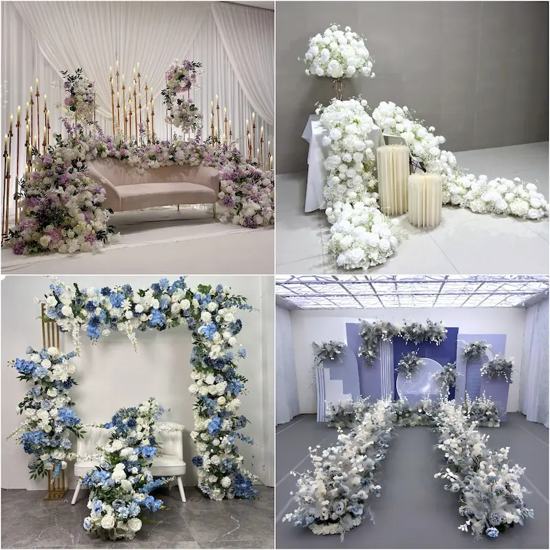 Artificial Flower Runner – Wedding Aisle Flower Runner Decor（Lush Floral Aisle Decor for Wedding Ceremonies & Receptions）