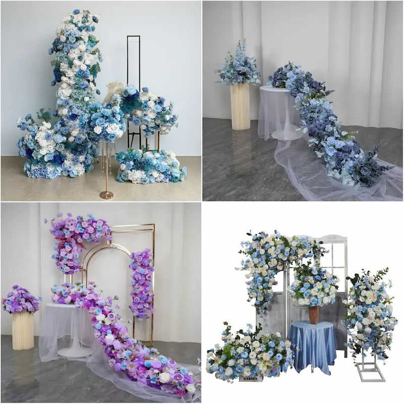 Artificial Flower Runner – Wedding Aisle Flower Runner Decor（Lush Floral Aisle Decor for Wedding Ceremonies & Receptions）