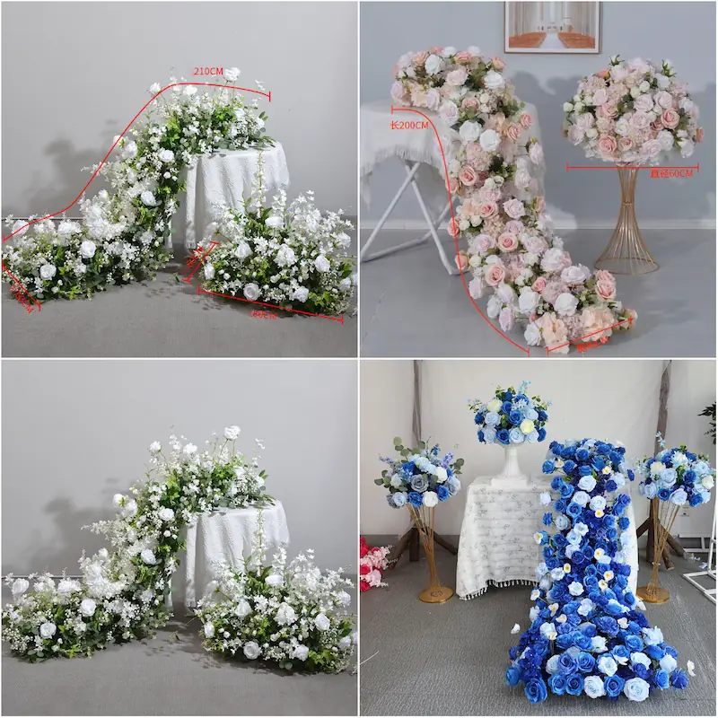 Artificial Flower Runner – Wedding Aisle Flower Runner Decor（Lush Floral Aisle Decor for Wedding Ceremonies & Receptions）