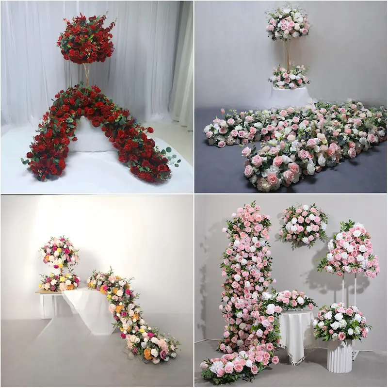 Artificial Flower Runner – Wedding Aisle Flower Runner Decor（Lush Floral Aisle Decor for Wedding Ceremonies & Receptions）