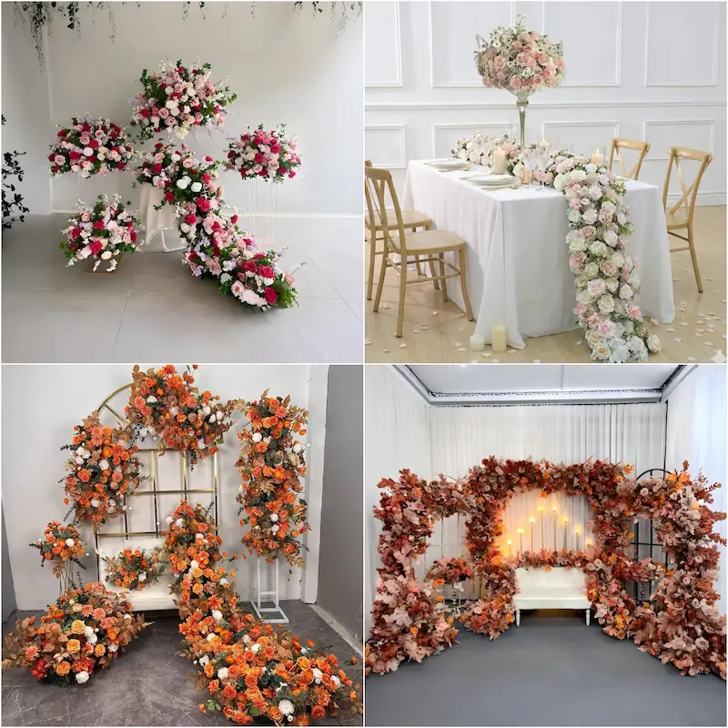 Artificial Flower Runner – Wedding Aisle Flower Runner Decor（Lush Floral Aisle Decor for Wedding Ceremonies & Receptions）