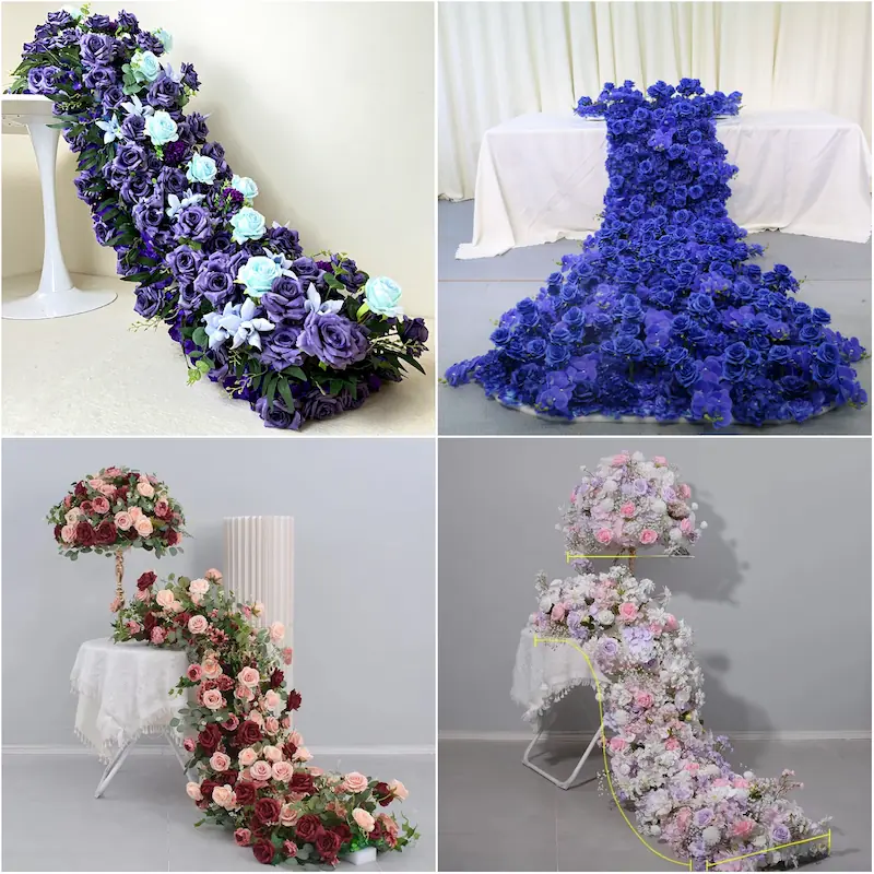 Artificial Flower Runner – Wedding Aisle Flower Runner Decor（Lush Floral Aisle Decor for Wedding Ceremonies & Receptions）