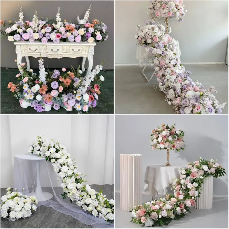Artificial Flower Runner – Wedding Aisle Flower Runner Decor（Lush Floral Aisle Decor for Wedding Ceremonies & Receptions）