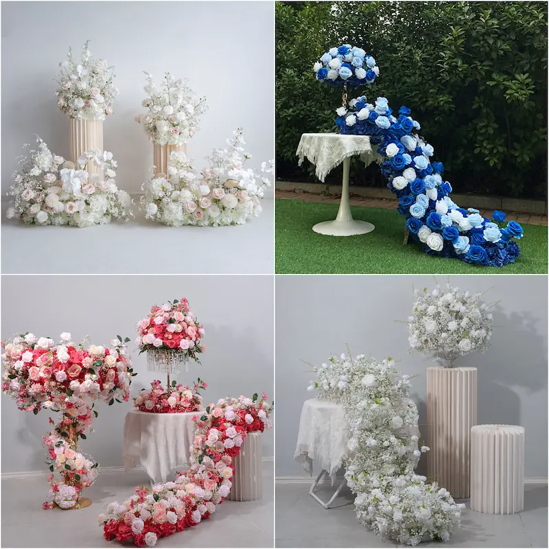 Artificial Flower Runner – Wedding Aisle Flower Runner Decor（Lush Floral Aisle Decor for Wedding Ceremonies & Receptions）