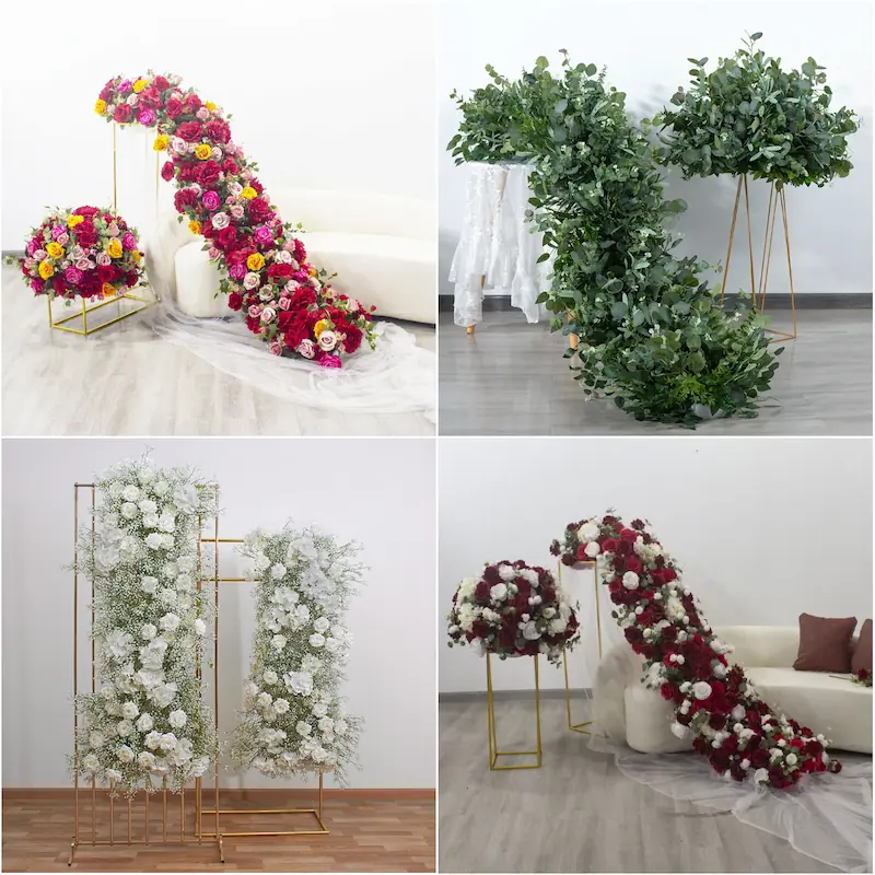 Artificial Flower Runner – Wedding Aisle Flower Runner Decor（Lush Floral Aisle Decor for Wedding Ceremonies & Receptions）