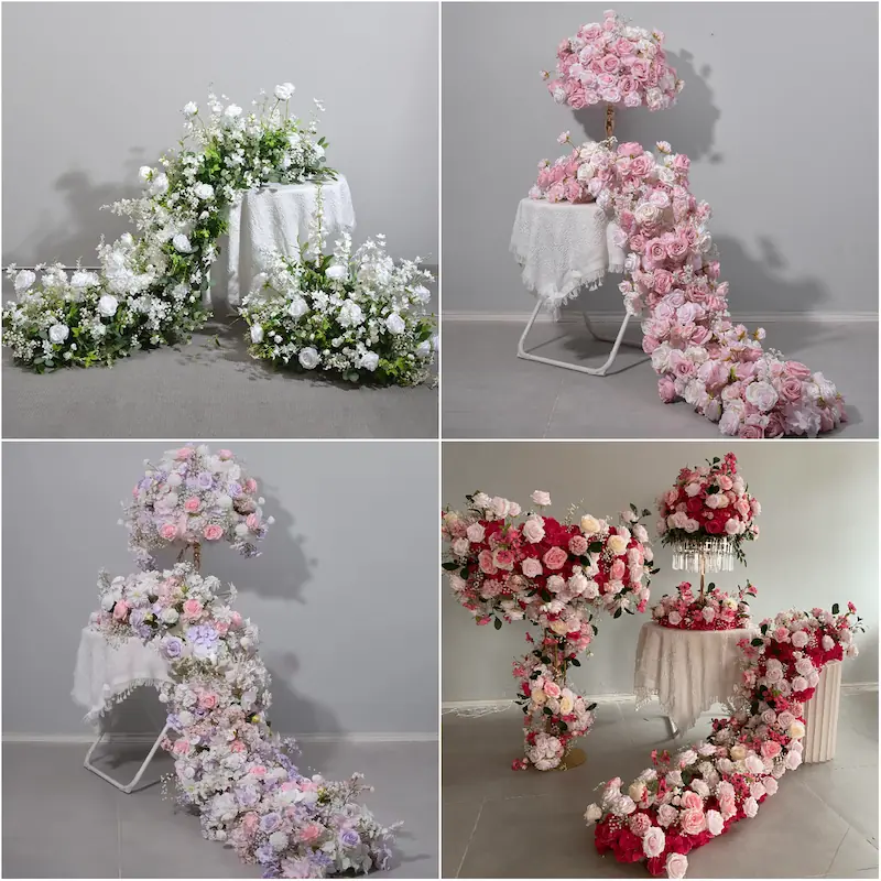 Artificial Flower Runner – Wedding Aisle Flower Runner Decor（Lush Floral Aisle Decor for Wedding Ceremonies & Receptions）