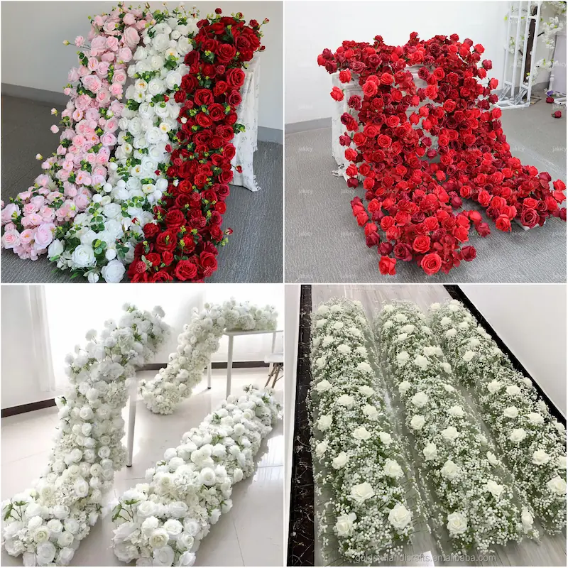 Artificial Flower Runner – Wedding Aisle Flower Runner Decor（Lush Floral Aisle Decor for Wedding Ceremonies & Receptions）