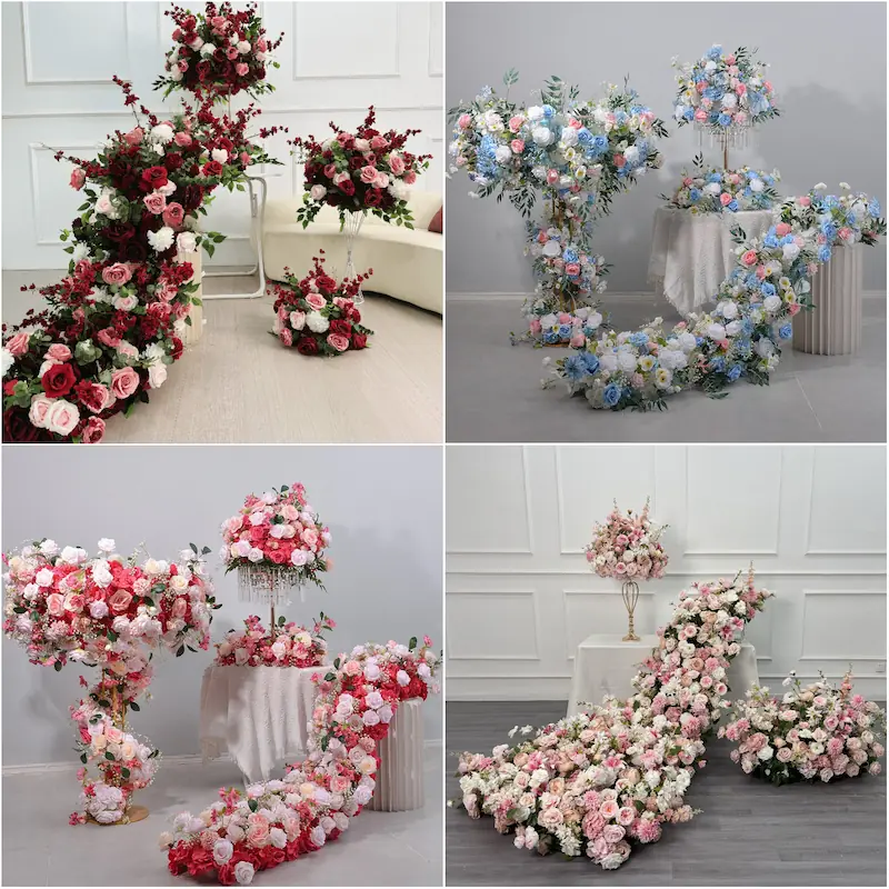 Artificial Flower Runner – Wedding Aisle Flower Runner Decor（Lush Floral Aisle Decor for Wedding Ceremonies & Receptions）
