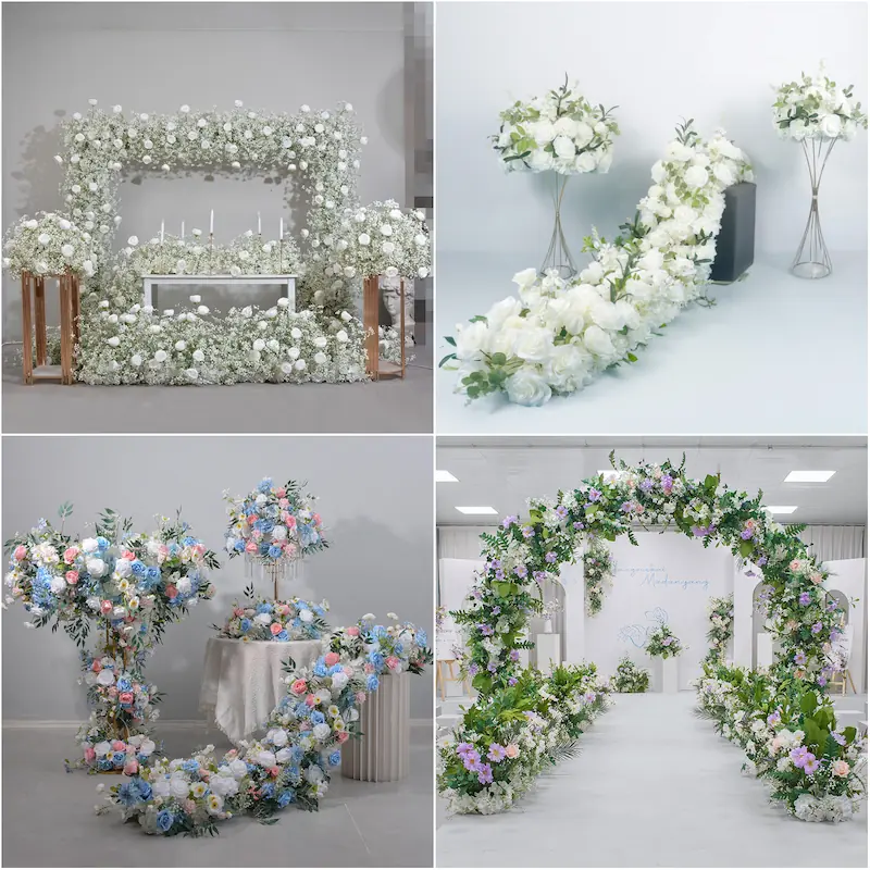 Artificial Flower Runner – Wedding Aisle Flower Runner Decor（Lush Floral Aisle Decor for Wedding Ceremonies & Receptions）