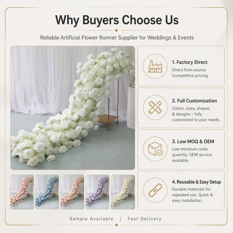 Flower Runner – Artificial Flower Runner for Wedding Aisle（Lush Aisle Runner for Wedding Ceremonies & Receptions）