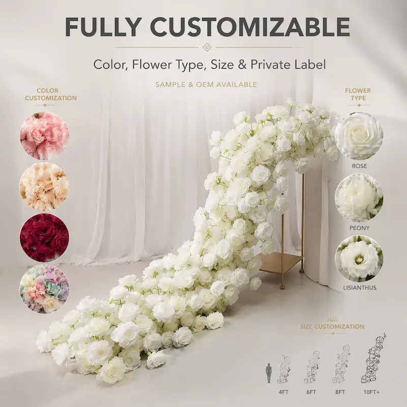 Flower Runner – Artificial Flower Runner for Wedding Aisle（Lush Aisle Runner for Wedding Ceremonies & Receptions）