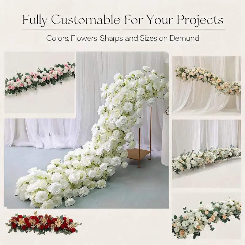 Flower Runner – Artificial Flower Runner for Wedding Aisle（Lush Aisle Runner for Wedding Ceremonies & Receptions）