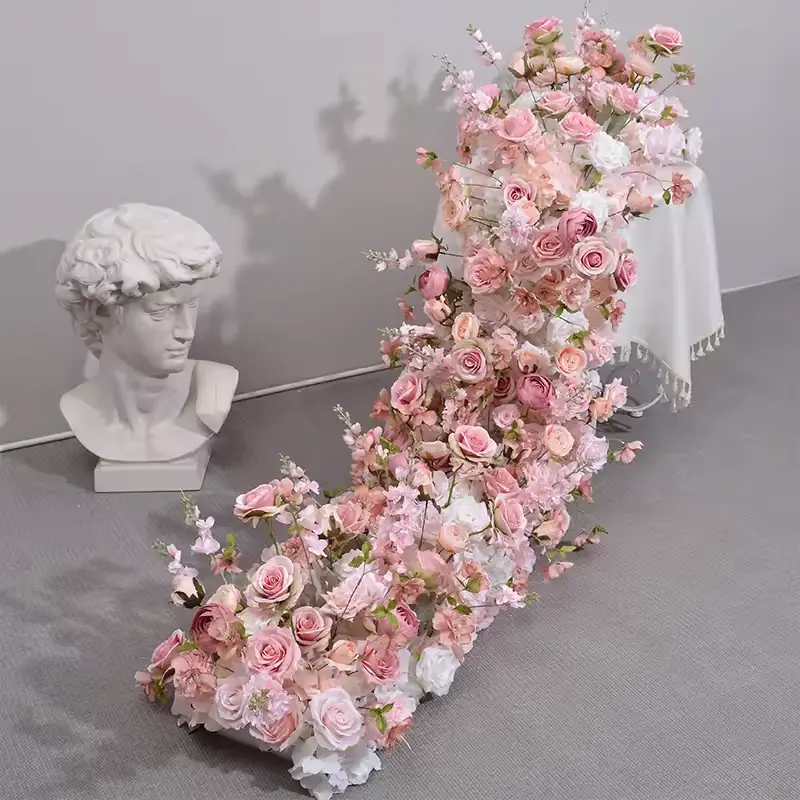 Artificial Flower Runner – Wedding Aisle Flower Runner Decor（Lush Floral Aisle Decor for Wedding Ceremonies & Receptions）