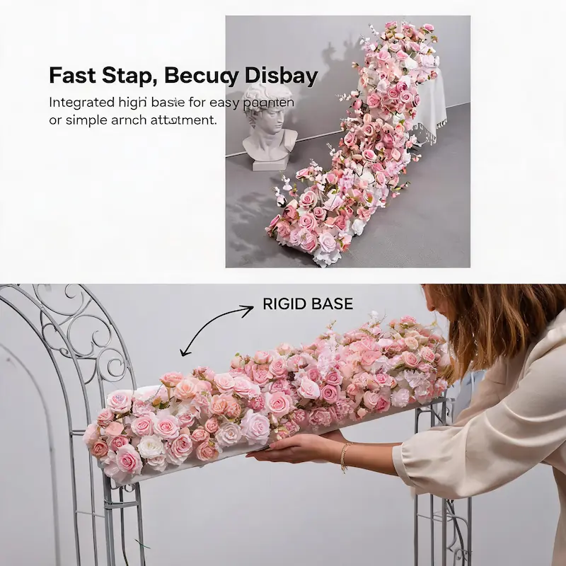 Artificial Flower Runner – Wedding Aisle Flower Runner Decor（Lush Floral Aisle Decor for Wedding Ceremonies & Receptions）