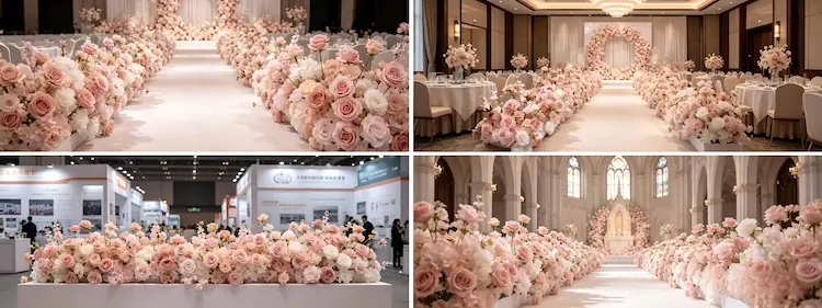 international wedding cases using XIBO artificial flower runners