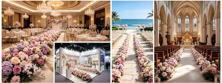 international wedding cases using XIBO wedding flower runners