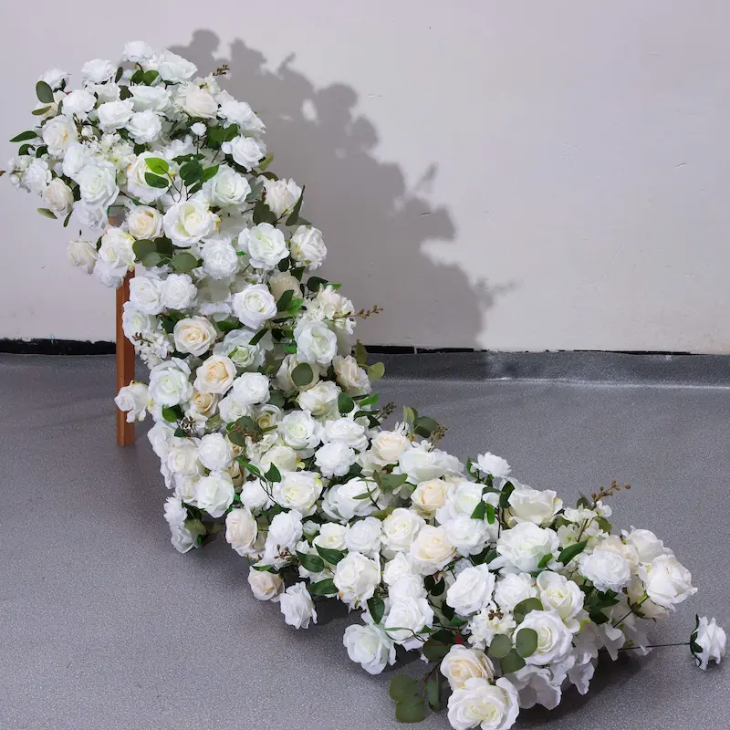 Flower Table Runner – Artificial Flower Runner for Table（Lush Floral Table Runner for Weddings, Banquets & Events）