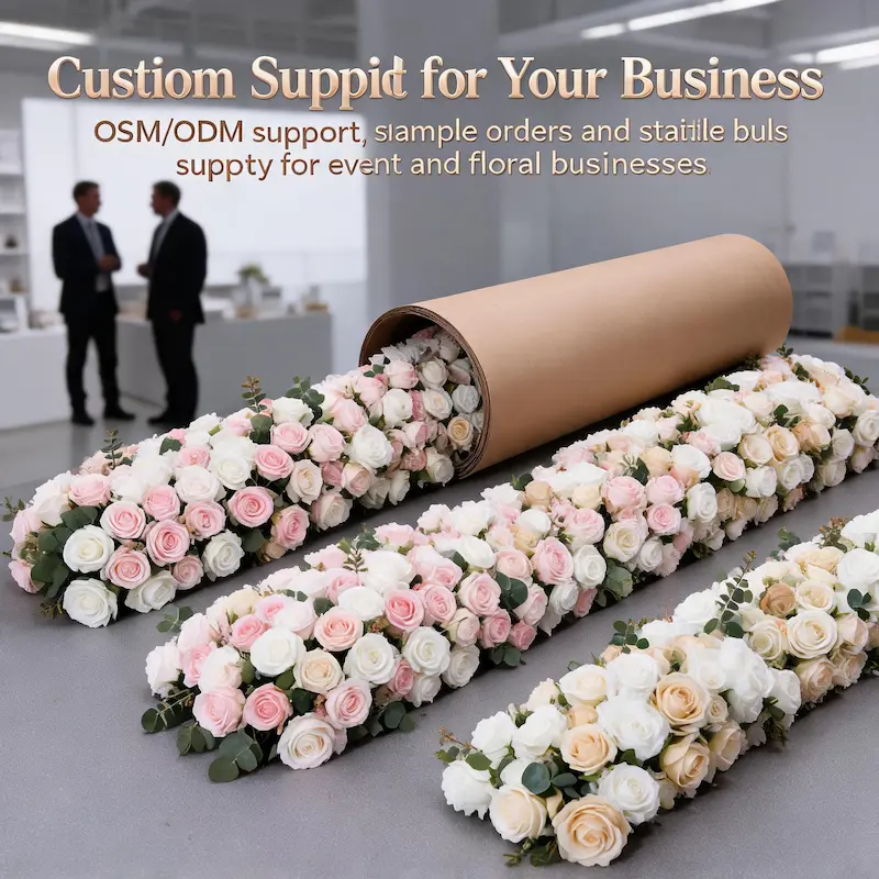 Flower Table Runner – Artificial Flower Runner for Table（Lush Floral Table Runner for Weddings, Banquets & Events）