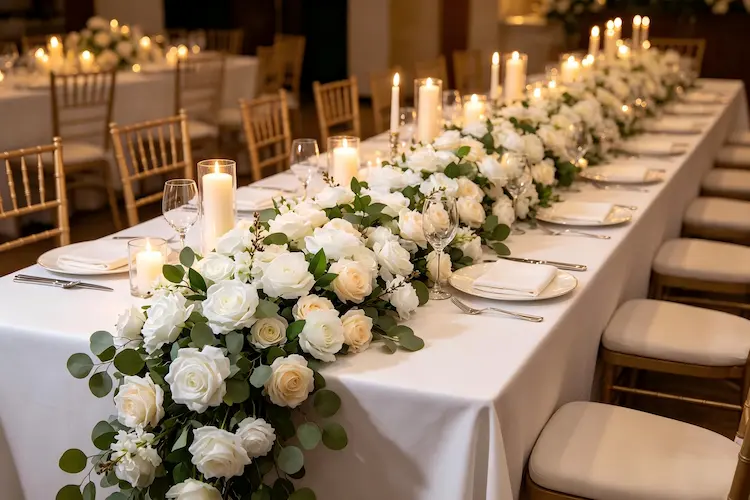 flower table runner wedding long table centerpiece