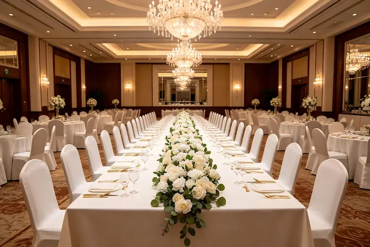 flower table runner banquet hall hotel table decor
