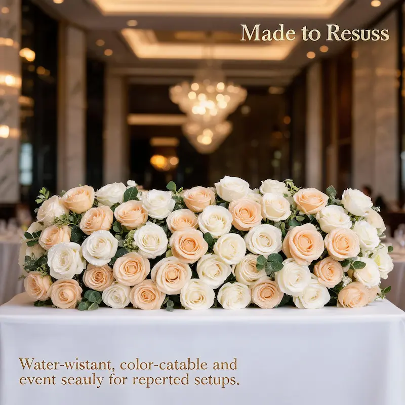 White Flower Runner – Artificial White Aisle Flower Runner for Weddings & Events